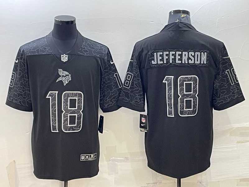 Men's Minnesota Vikings #18 Justin Jefferson Black Reflective Limited Stitched Football Jersey,We sell and wholesale Men's Minnesota Vikings #18 Justin Jefferson Black Reflective Limited Stitched Football Jersey on line form chian!
